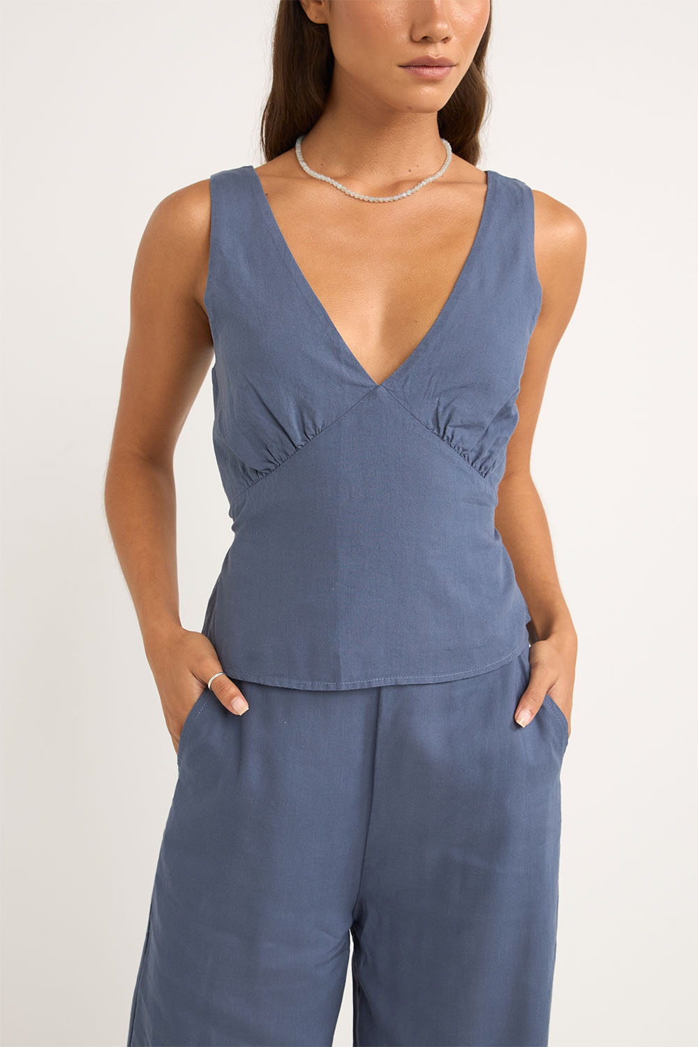 Rhythm - Lucia Top - Blue - Front