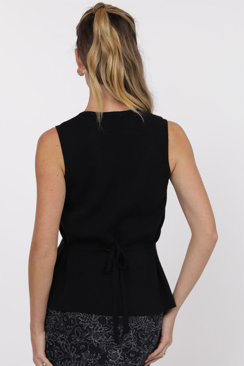 Sage the Label - Myra Knit Vest - Black - Back