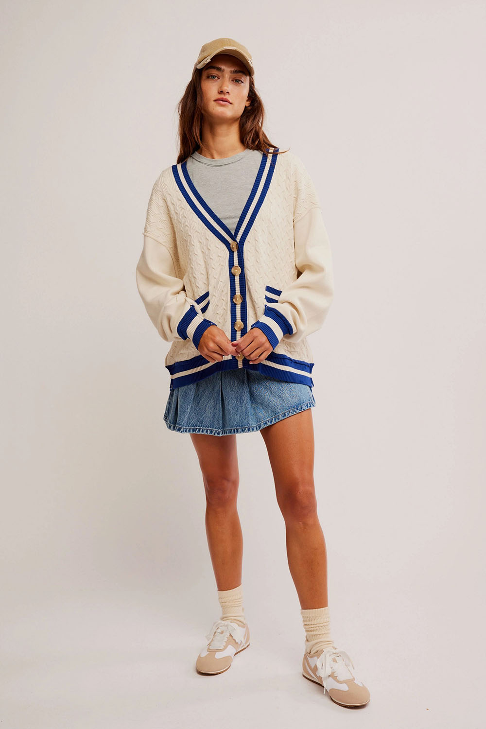 Free People - WTF Varsity Cardi - Ecru