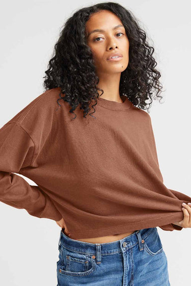 Richer Poorer - Relaxed Crop LS Tee - Latte - Front