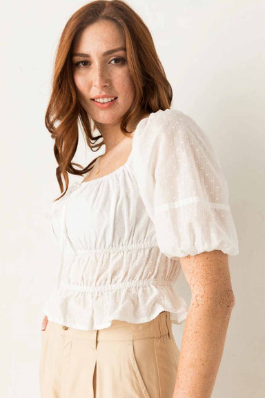 Able - Drew Smocked Blouse - White - Front