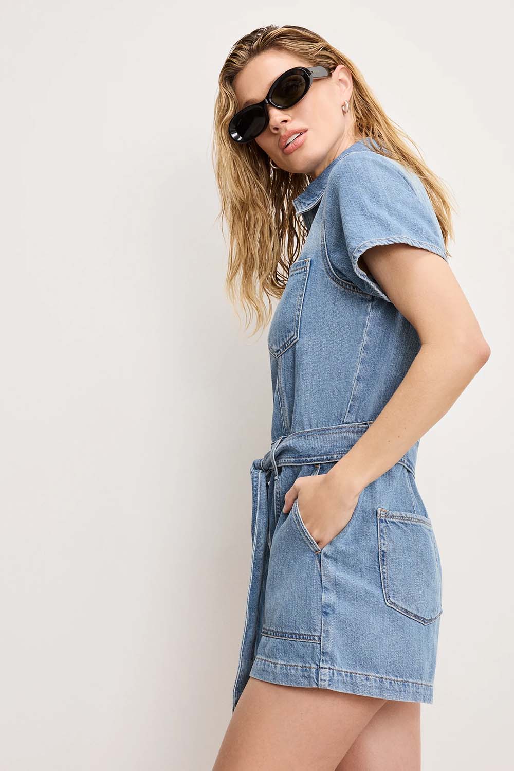 Good American - Fit For Success Jumpsuit - Indigo - Side