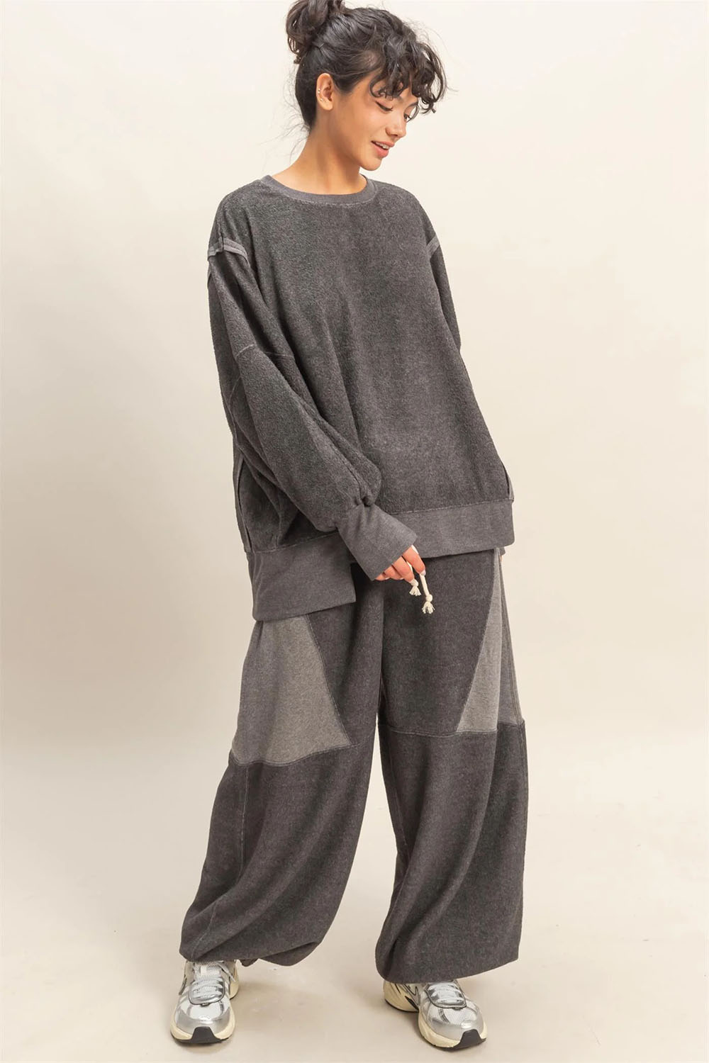 Double Zero - Mineral Washed Oversized LS - Charcoal