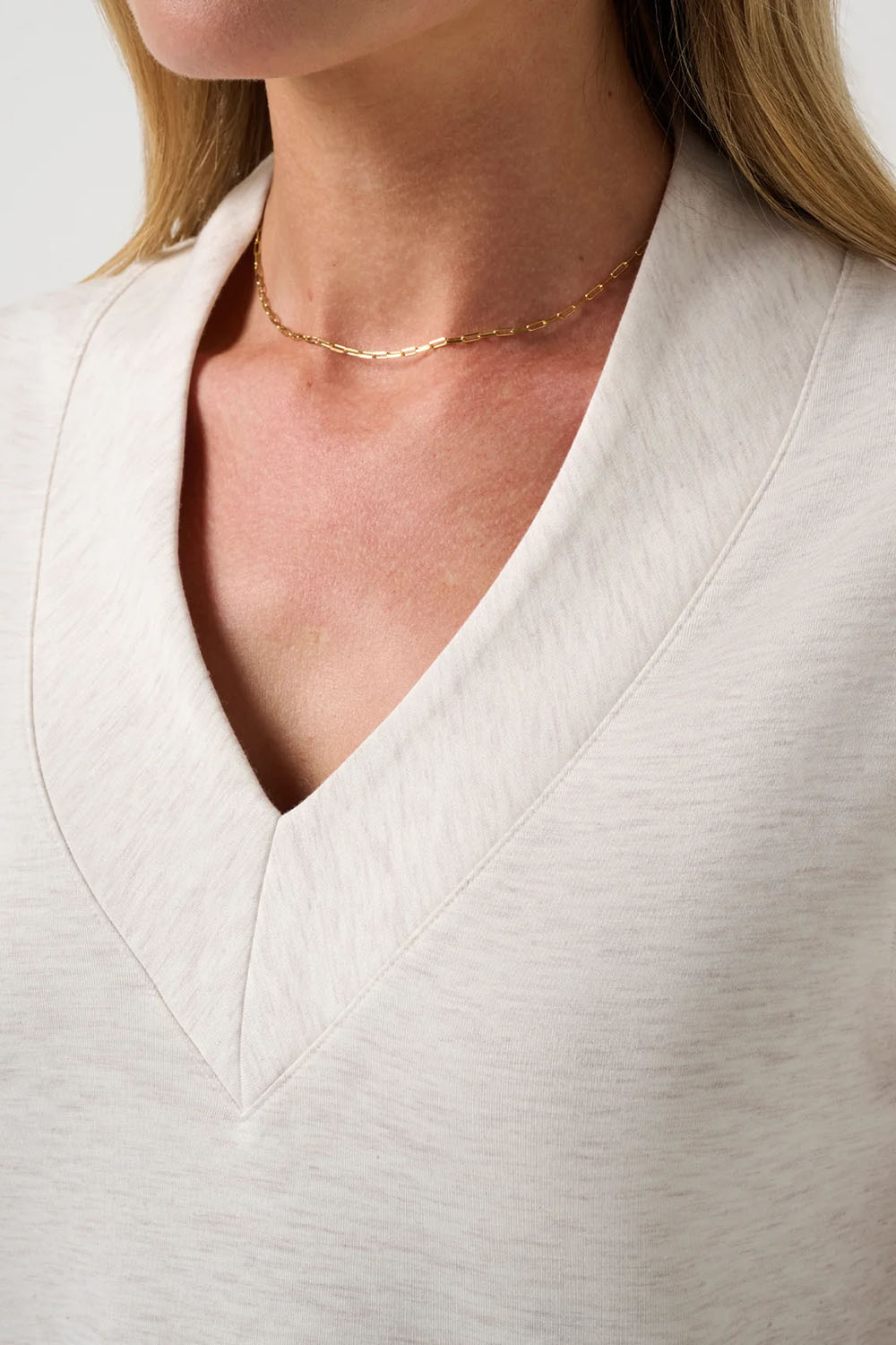 Travis Mathew Skyloft Soft Vest 2.0 in Heather Brazilian Sand — Detail view