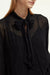 Scotch & Soda - Embroidered Tie Neck Top - Black Sheer Jacquard - Detail