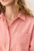 Marine Layer - Gracey Seersucker Shirt - Hibiscus/Sand Stripe - Detail