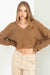 Double Zero - Ribbed LS Cropped V Neck Sweater - Pale Brown - Front