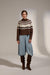 Deluc Cinnamon Turtleneck Sweater in Brown/Ecru/Grey — Full-body view