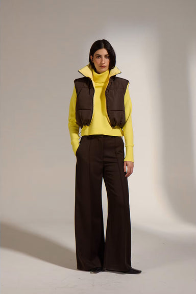 Deluc Gallagher Reversible Vest in Chocolate/Butter — Full-body view