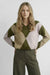 Deluc Micah Sweater in Dk Olive/Lila/Camel — Front view