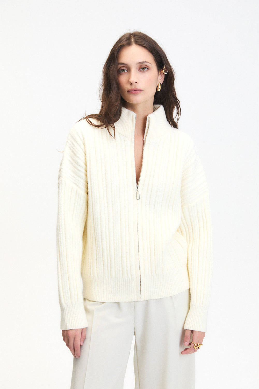 Deluc - Jasper Cardigan - Ecru - Front