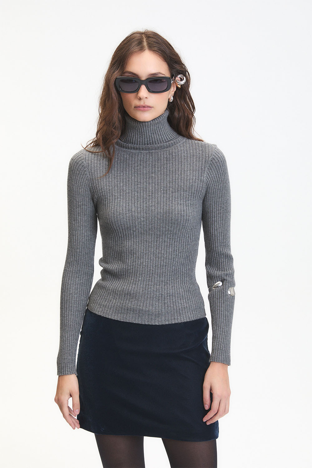 deluc mylo turtleneck grey melange front
