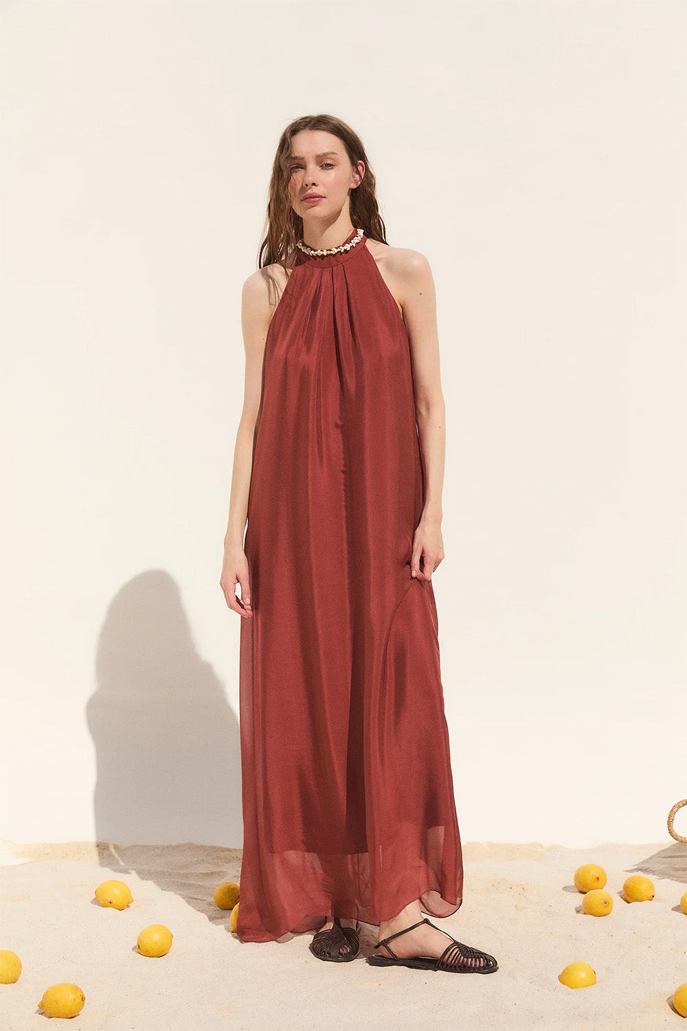 deluc vita dress maroon