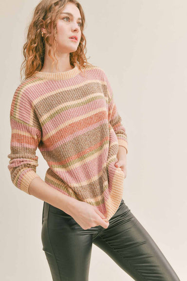 Sadie & Sage - Love Club Striped Sweater - Multi - Side