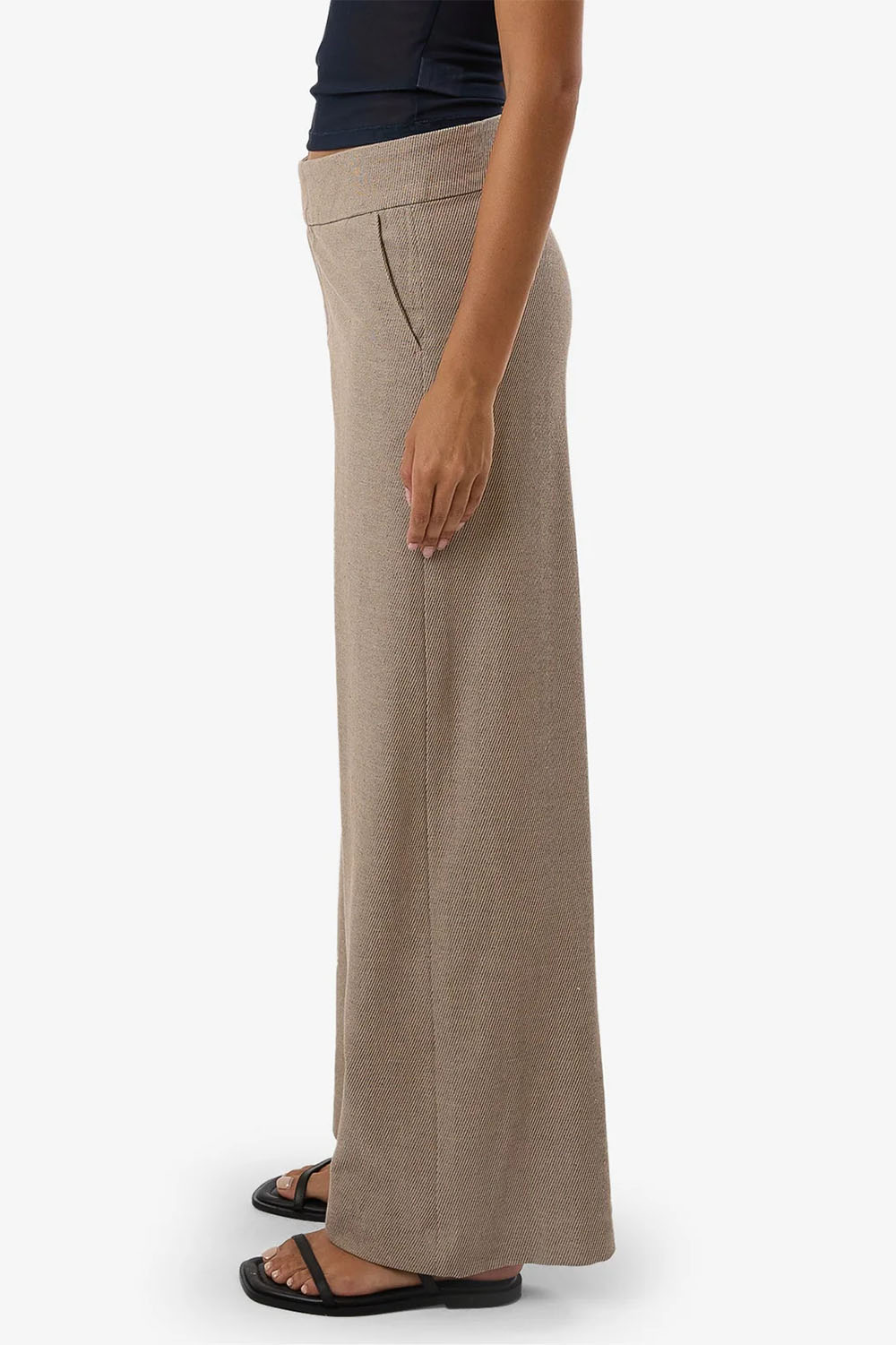 Thrills - Christina Twill Trouser - Tan Black - Side