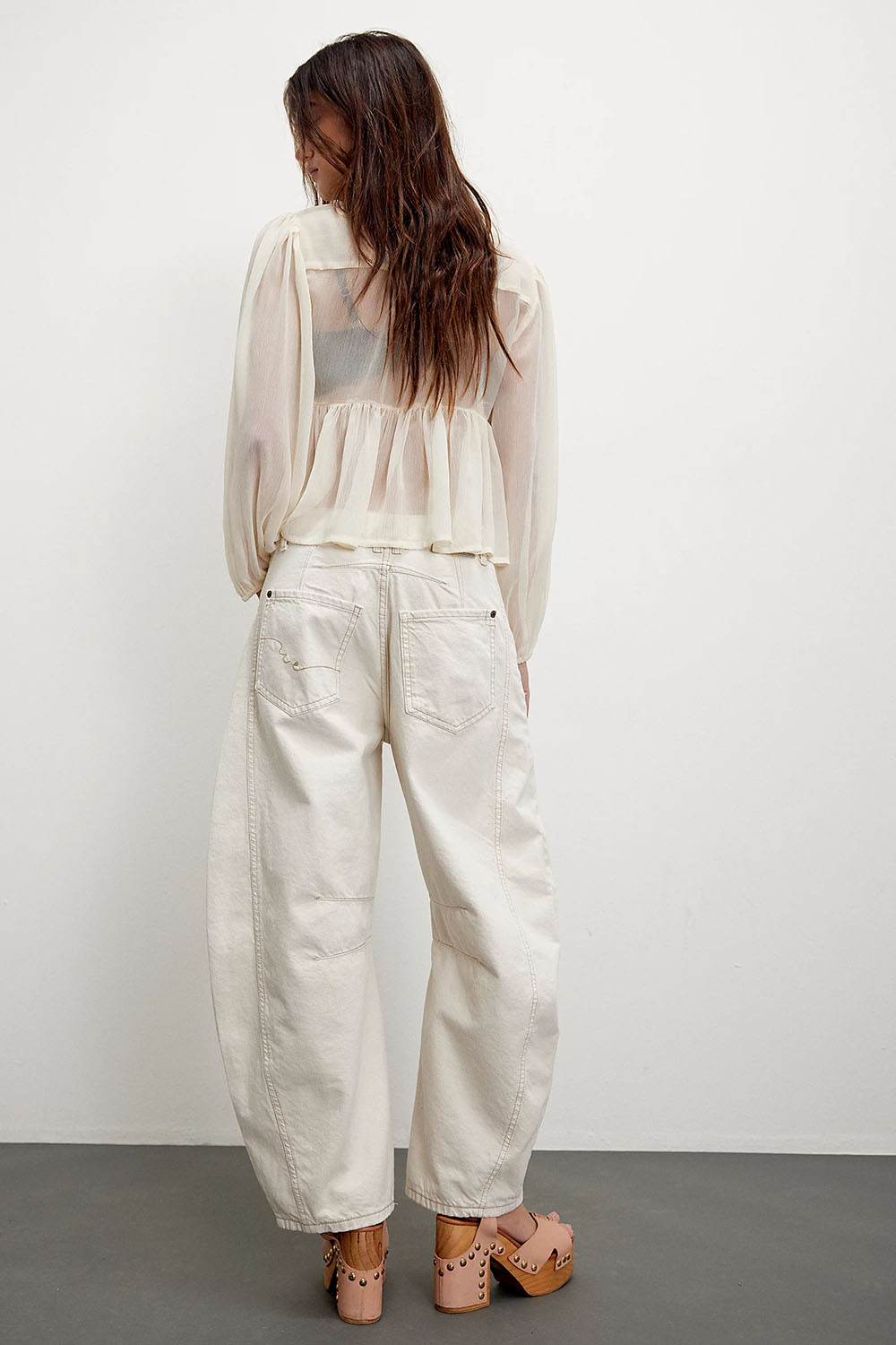 Free People - Good Luck Mid Rise Barrel - Milk - Back
