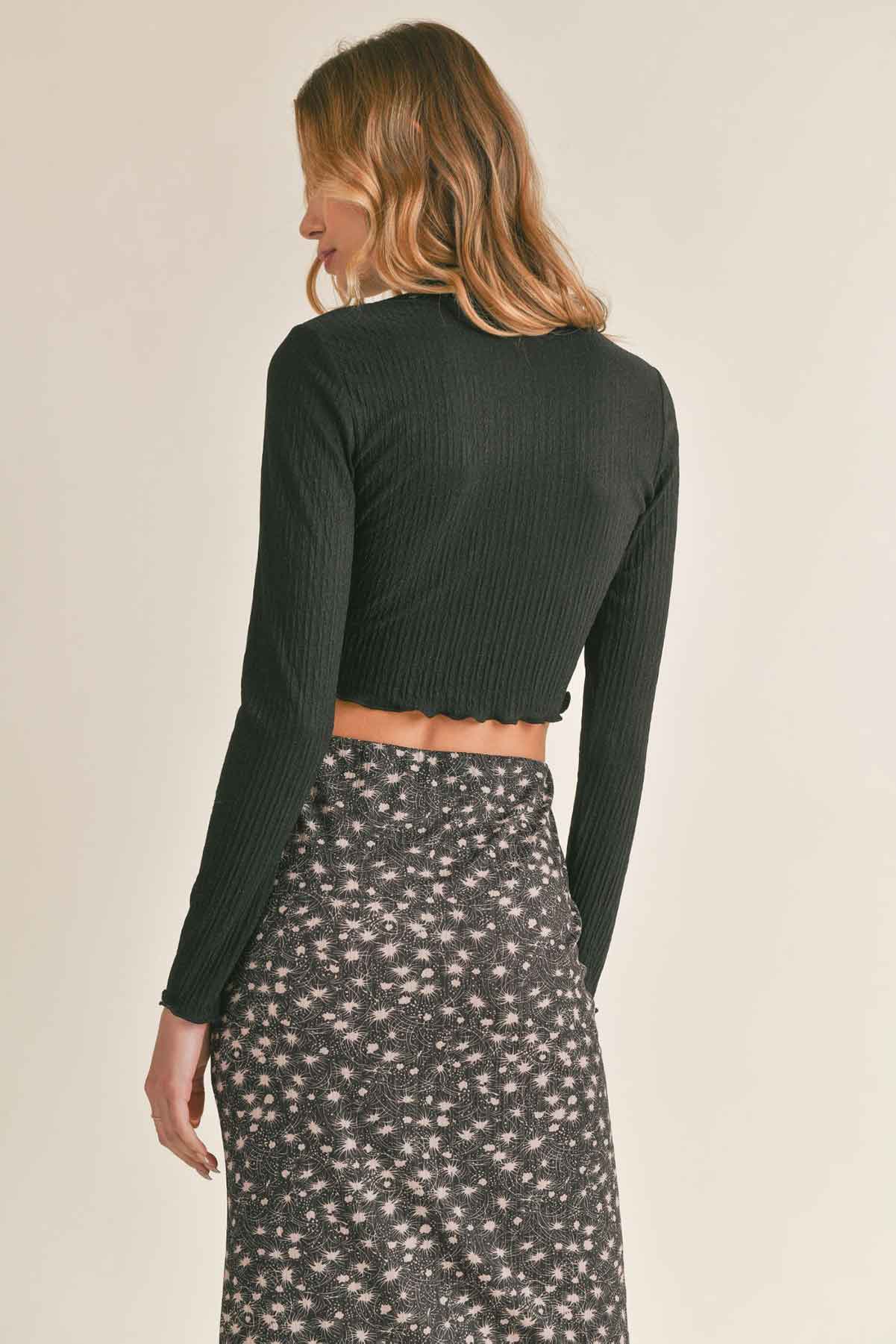 Sadie & Sage - Nelly Mock Neck Top - Black - Back