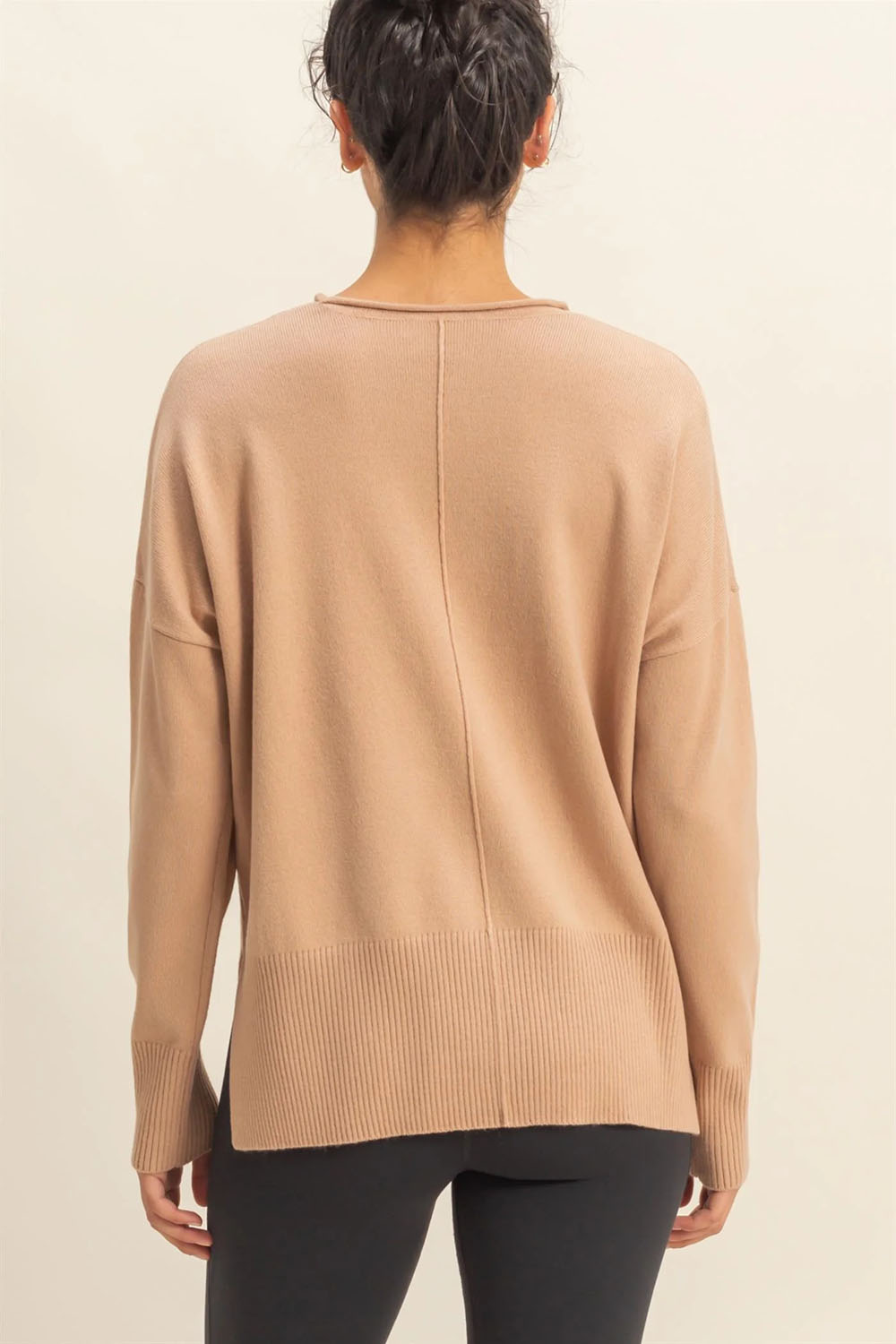double zero chelly sweater dark taupe back