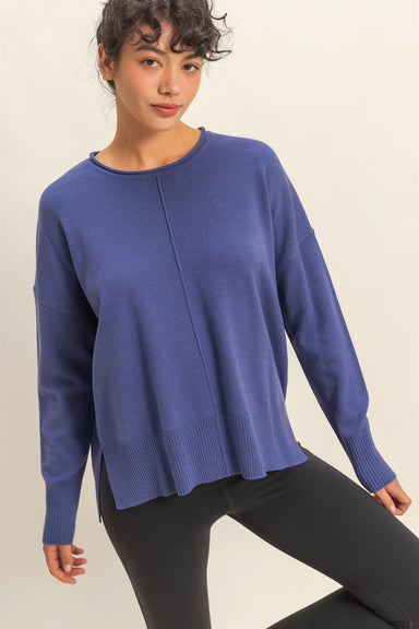double zero chelly sweater dusty indigo front