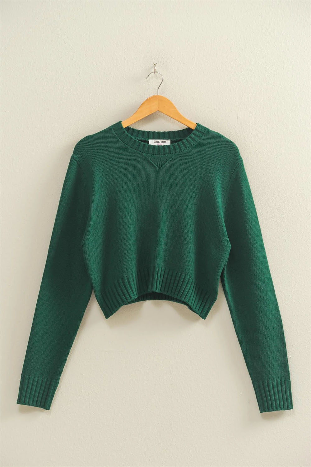 Double Zero - Kacie Cropped Sweater - Dark Green
