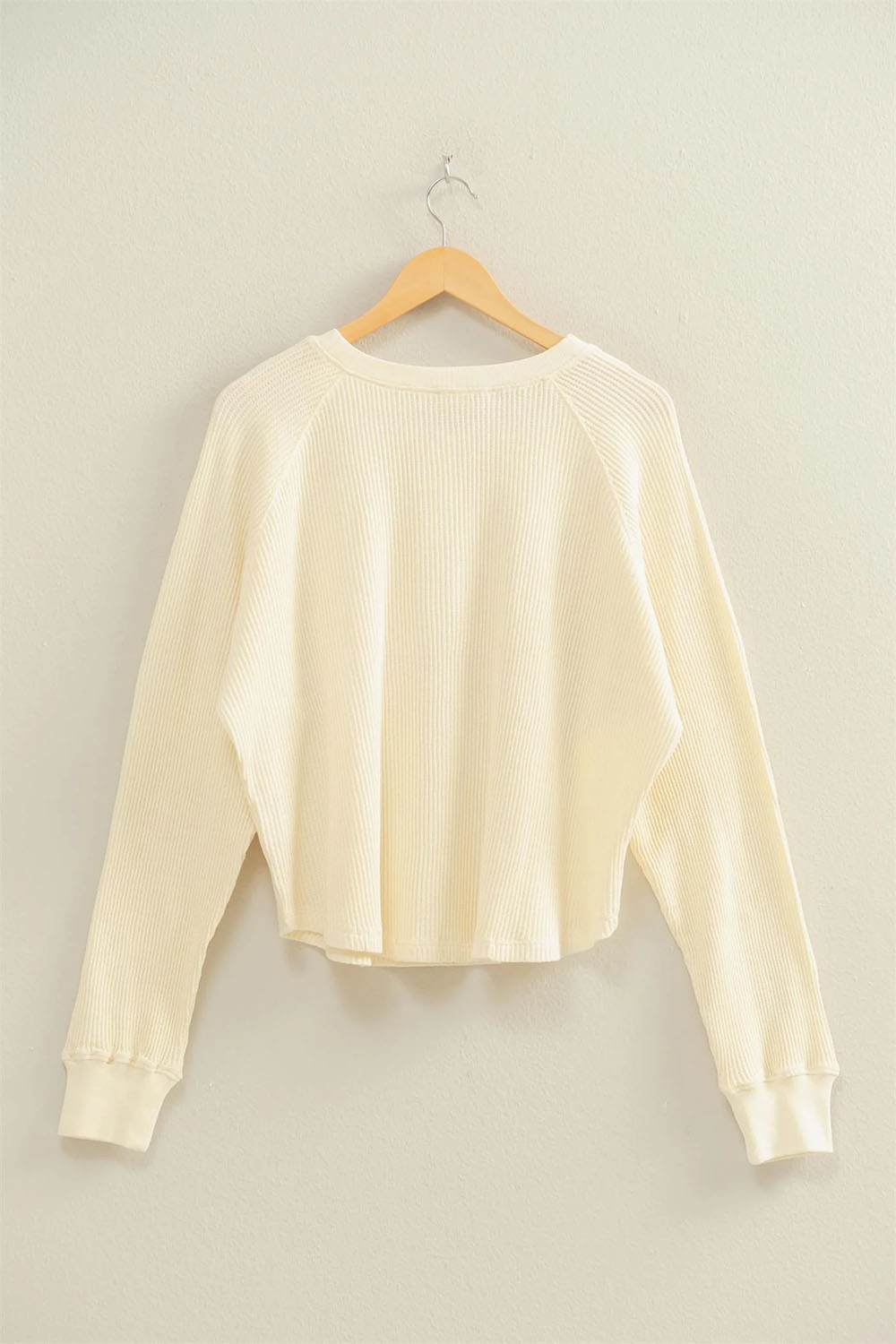 Double Zero - Mineral Washed Henley - Cream - Back