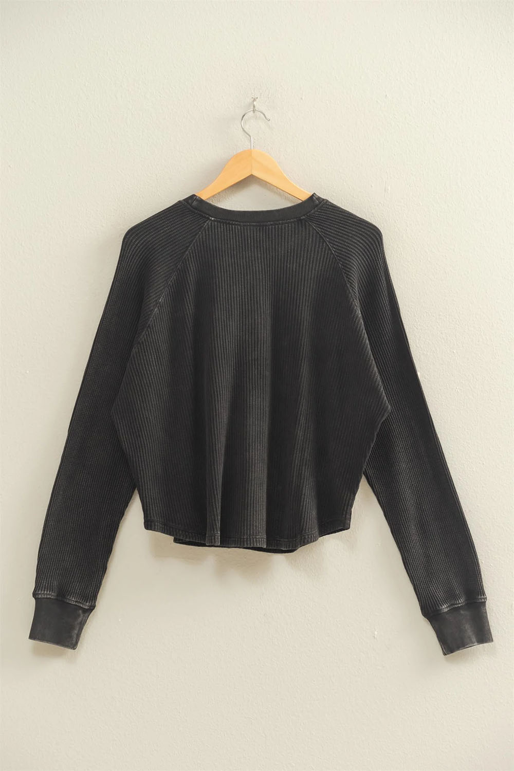 Double Zero - Mineral Washed Henley - Black - Back