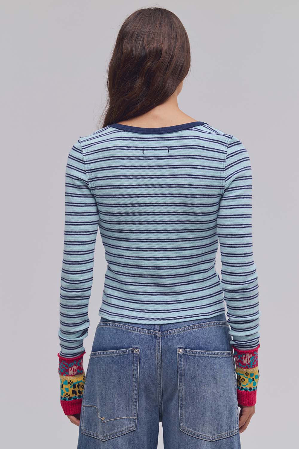 Free People - WTF Noa Cardi - Blue Pop Combo - Back