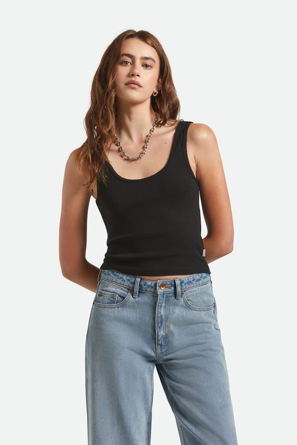 Brixton - Pointelle Slim Fit Tank - Black - Front