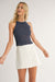 Sadie & Sage - Rachel Open Knit Sweater Tank - Navy - Front