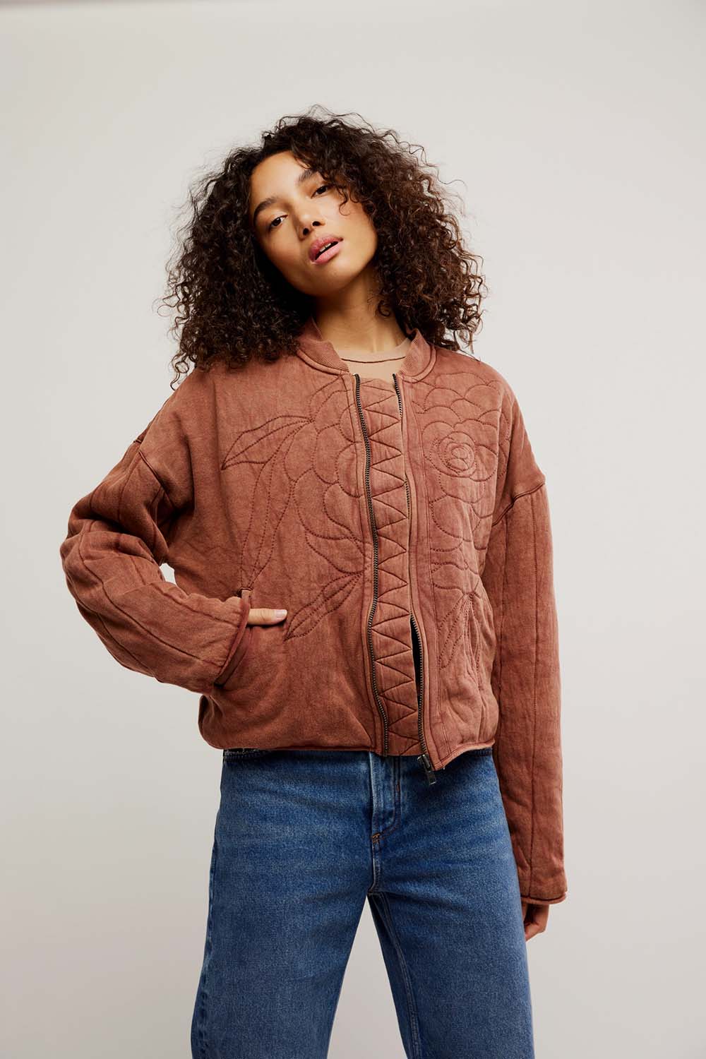 Free People - Rose Sweatshirt - Cinnamon Stick - Front