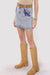 Sadie & Sage - MOST LIKELY EMBROIDERED DENIM SKIRT - Mid Wash Blue - Side