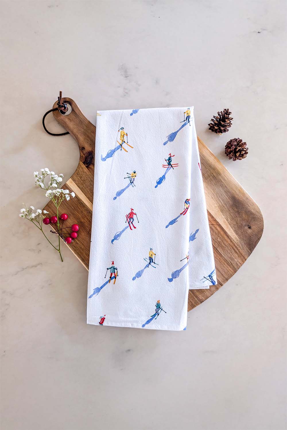 Watercolor Wednesday - Skiers Tea Towel