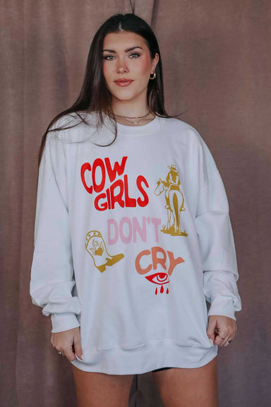 Charlie Southern - Cowgirls Don't Cry Sweatshirt - White - Front