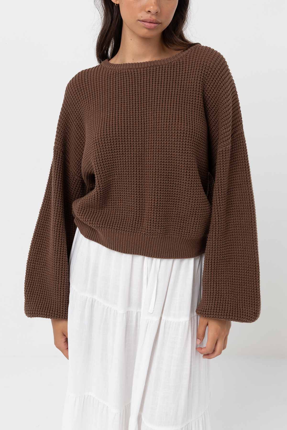Rhythm - Classic Knit Jumper - Chocolate - Front