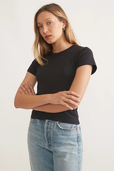 Marine Layer - Lexi Rib Sun-In Crew Tee - Faded Black - Front