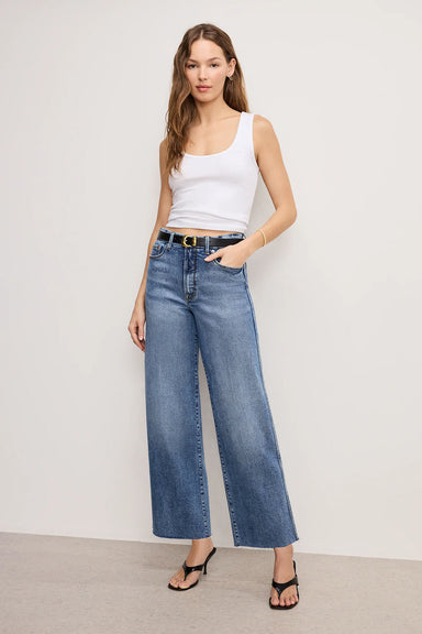 Good American - Good Skate Wide Crop Jeans - Indigo - Front