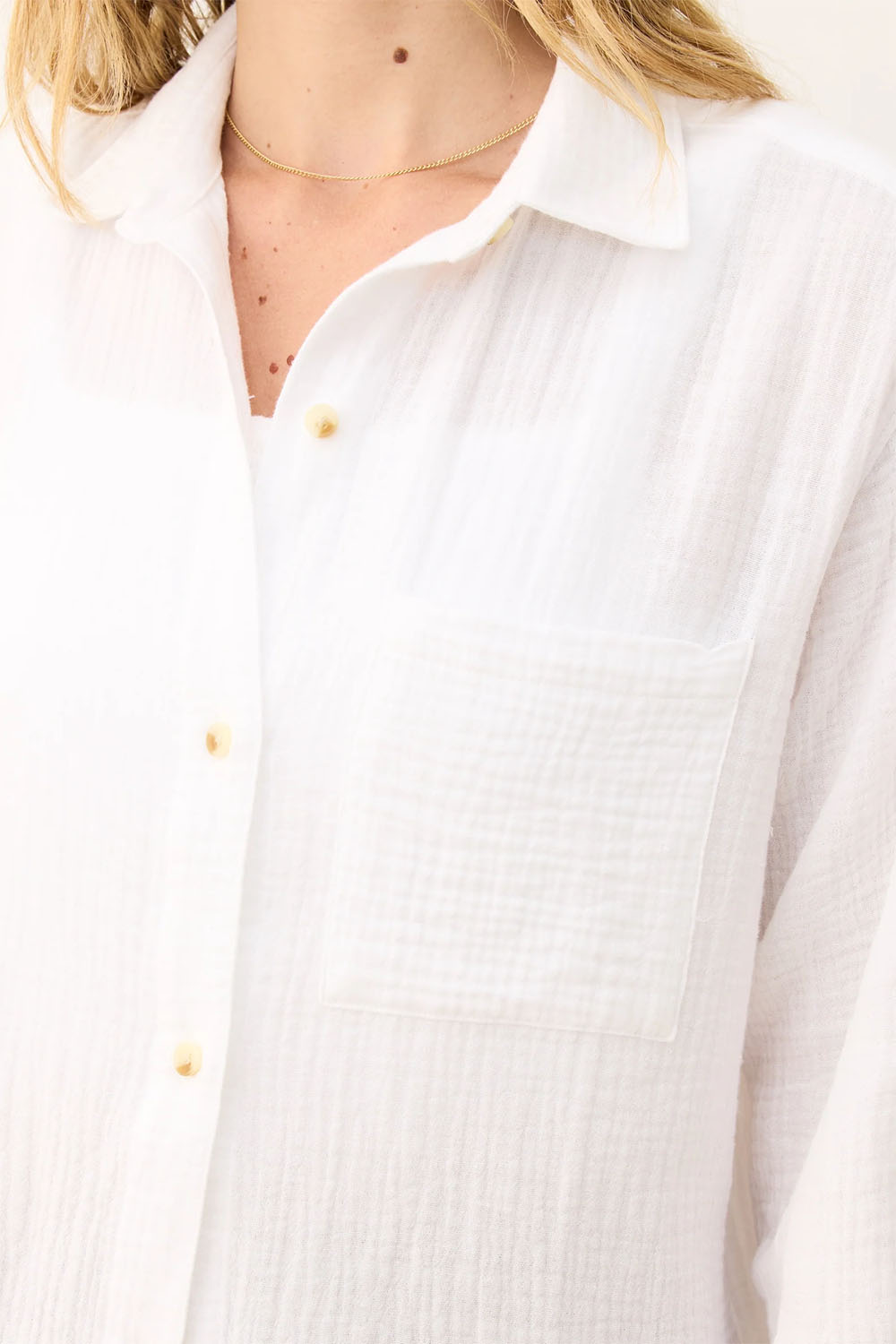 Marine Layer - Jane Relaxed Shirt - White - Detail