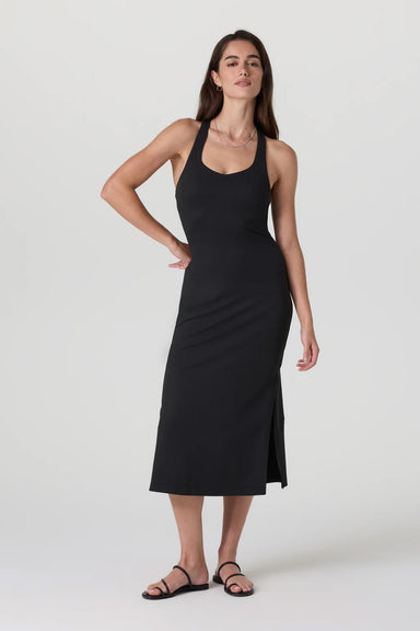 Vuori - Halo Racerback Dress  - Solid Black - Front