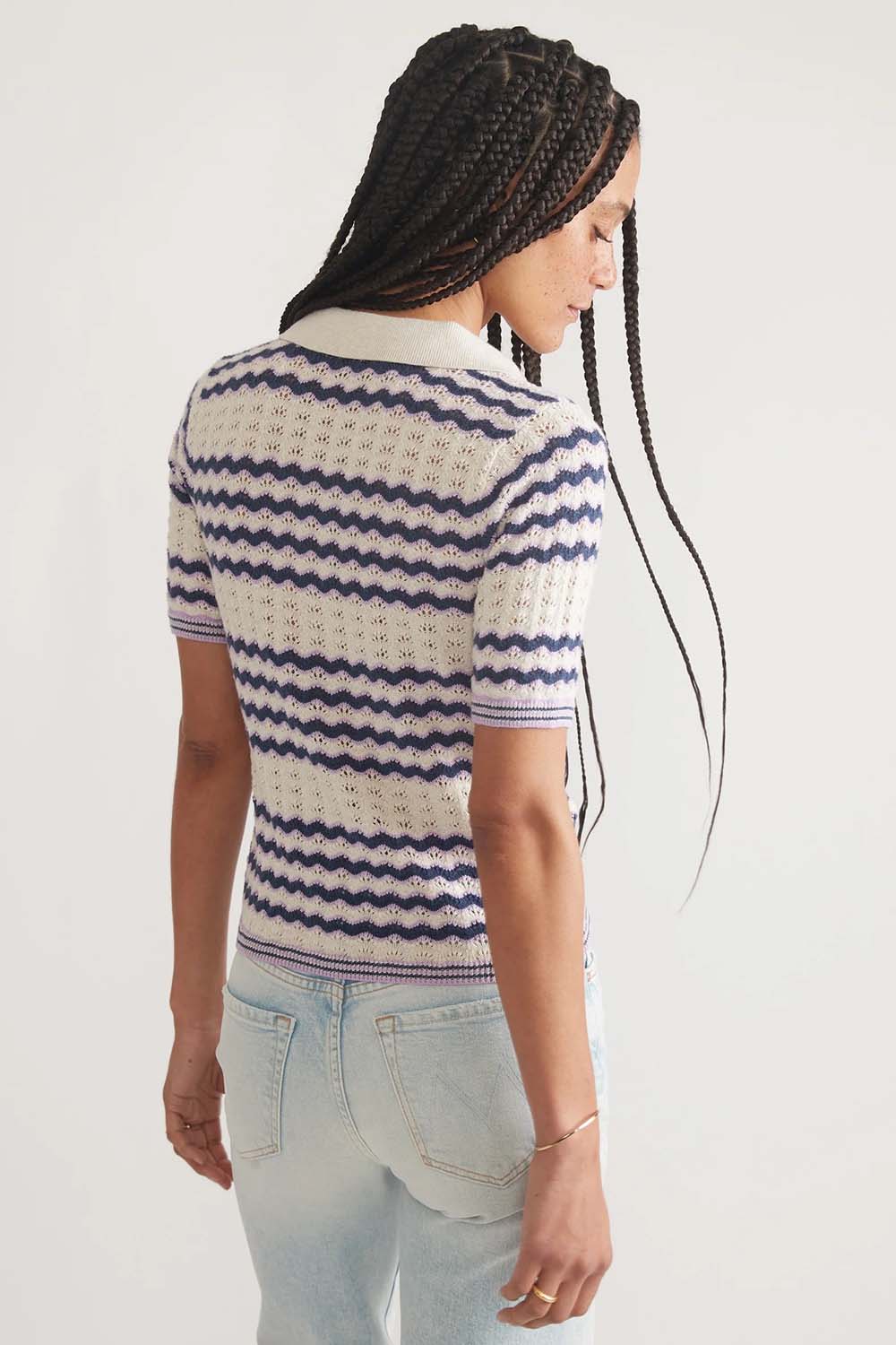 Marine Layer - Spencer Polo Sweater - Cool Wave - Back
