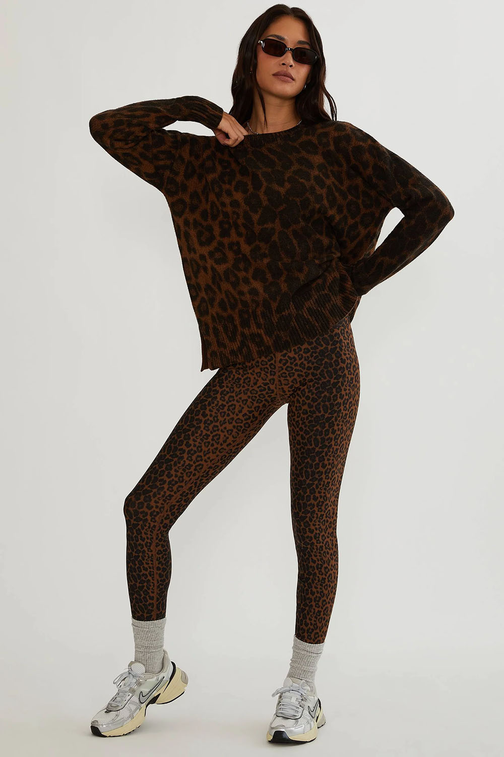 Beach Riot - Callie Sweater - Caramel Leopard - Full Body