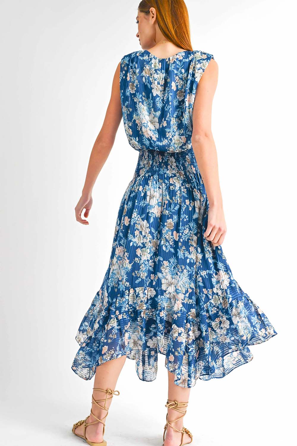 Reset by Jane - Ariel Midi Dress - Navy Floral - Back