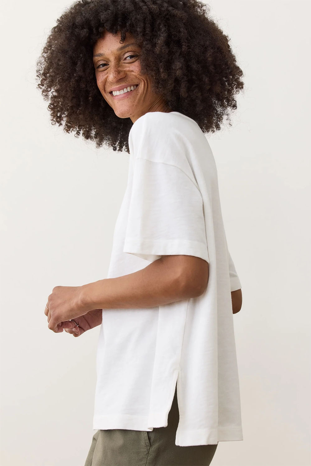 Marine Layer - Sadie Vintage Slub Oversized Tee - White - Back