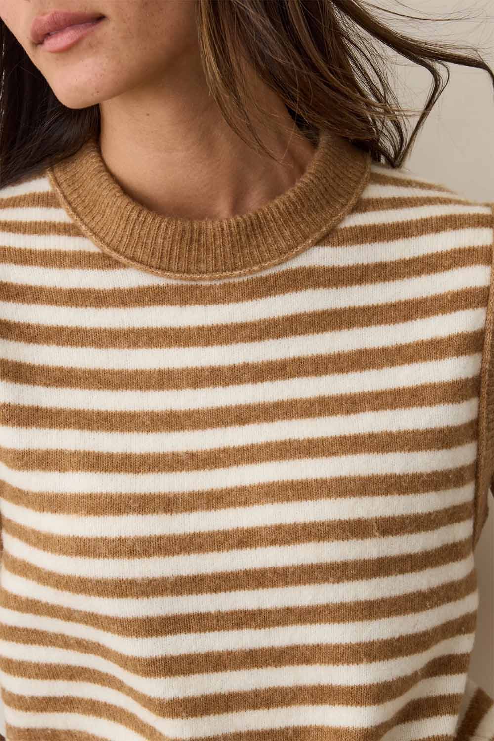 Marine Layer SAUSALITO SWEATER VEST Nutmeg Stripe Detail