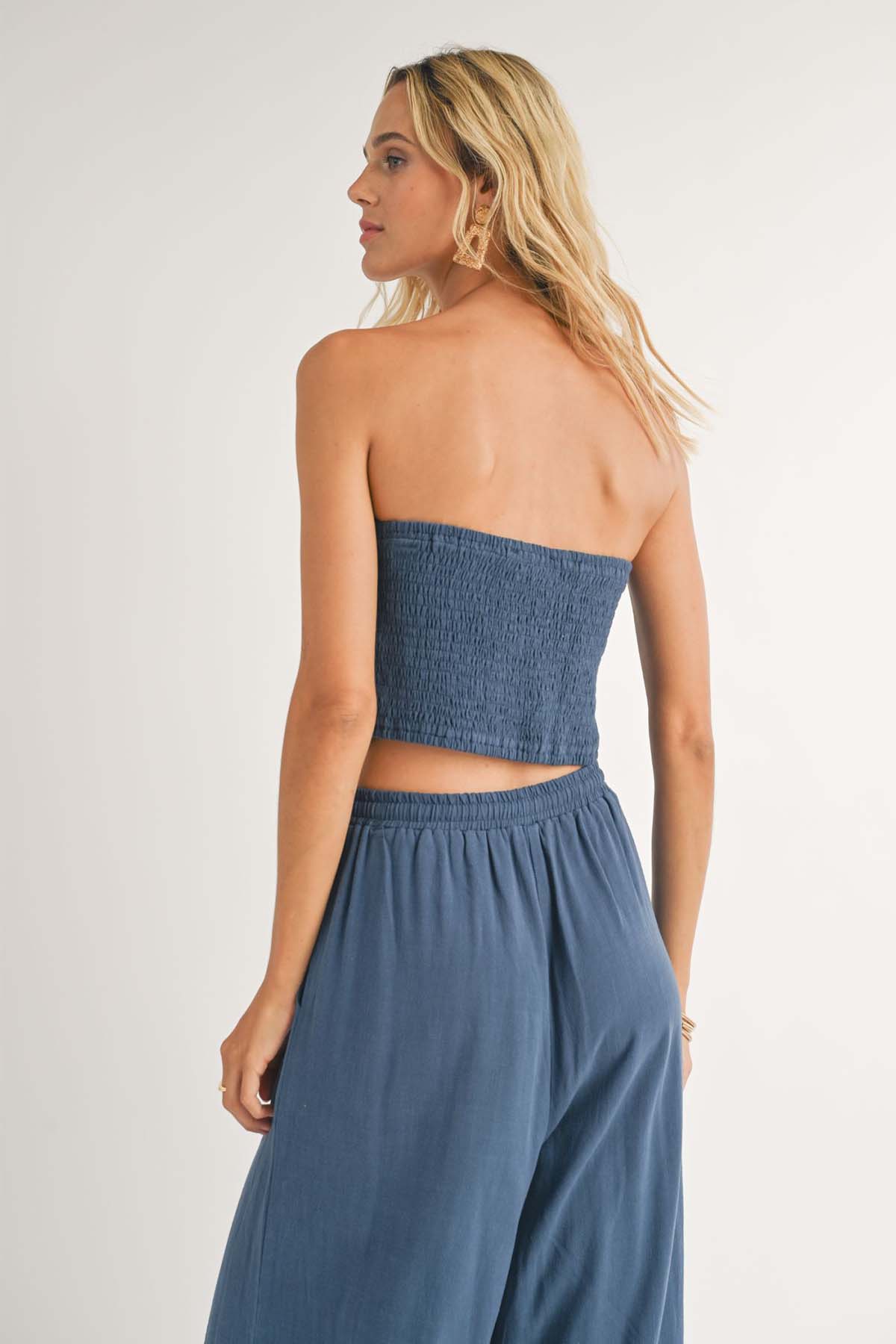 Sadie & Sage - Sugarloaf Smocked Tube Top - Indigo - Back