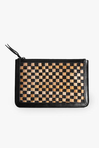 Able - Basketweave Clutch - Black/Tan - Front