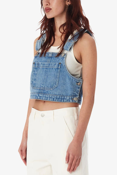 Obey - Cropped Overall Denim Top - Light Indigo - Side