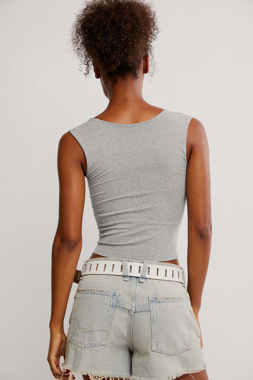 Free People - Clean Lines Muscle Cami - Heather Grey - Back