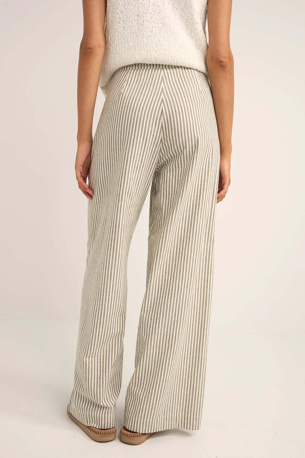 Rhythm - Valley Stripe Wide Leg Pant - Ivy - Back