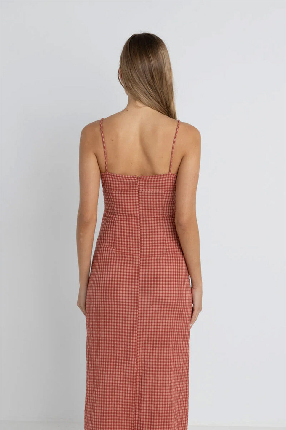Rhythm - Lola Check Maxi Dress - Red - Back