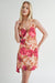 Sage the Label - Empowered Shirred Mini Dress - Fuschia Multi - Front